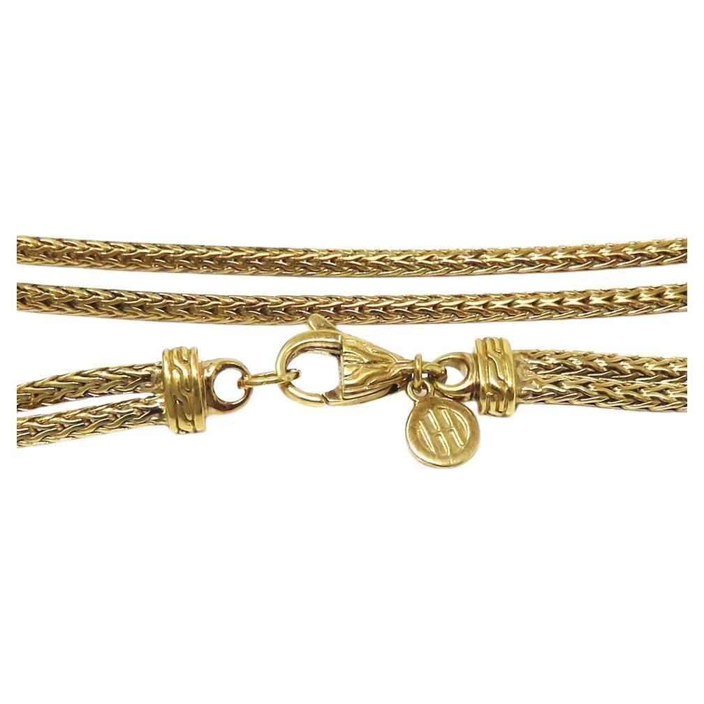 Round Cut Exquisite John Hardy 18k Gold Diamond Tassel Necklace For Sale
