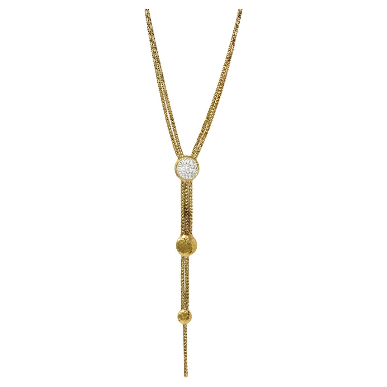 Exquisite John Hardy 18k Gold Diamond Tassel Necklace In Excellent Condition For Sale In Chicago, IL