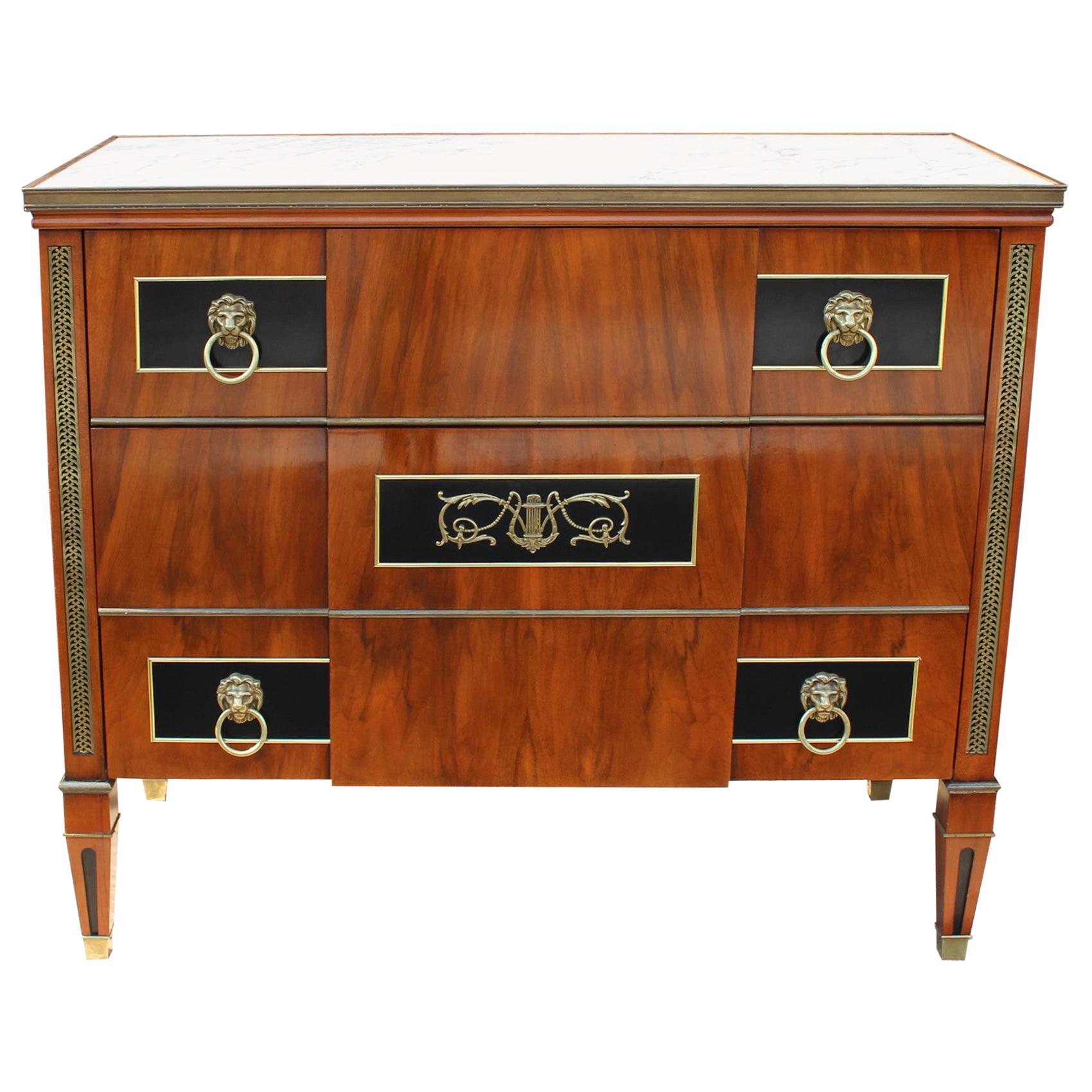 Exquisite John Widdicomb Neoclassical Chest with Marble Top
