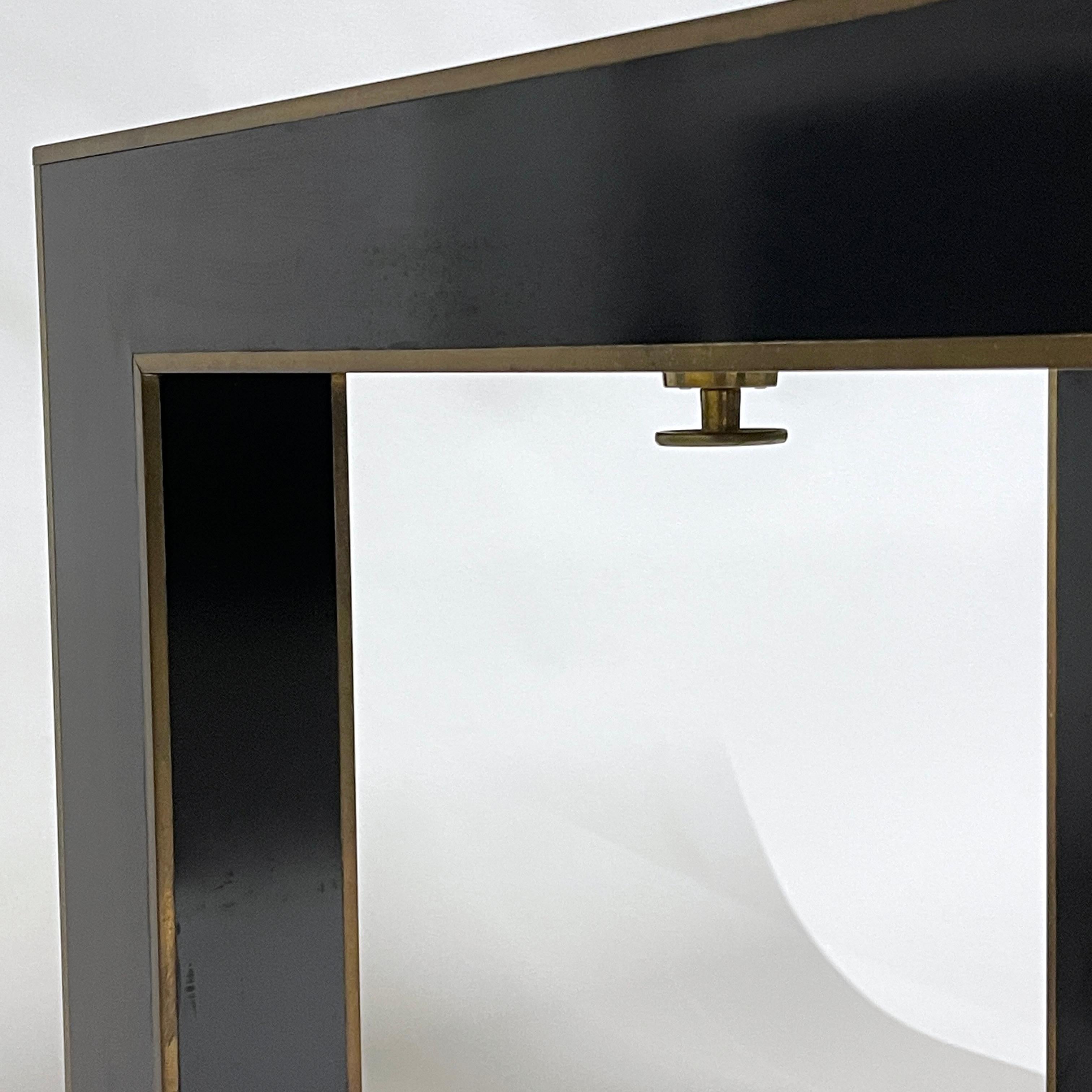 Exquisite Karl Springer Flip Top Parsons Game Table w Leather, Lacquer & Brass 4