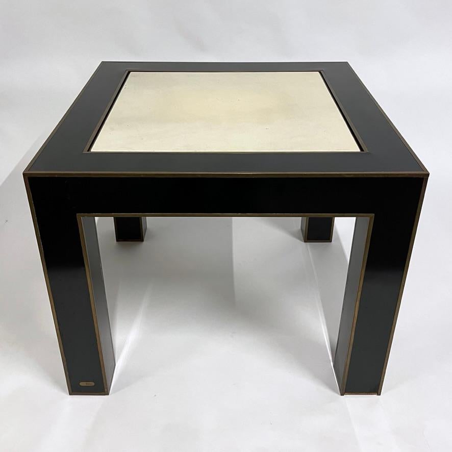 Exquisite Karl Springer Flip Top Parsons Game Table w Leather, Lacquer & Brass 11