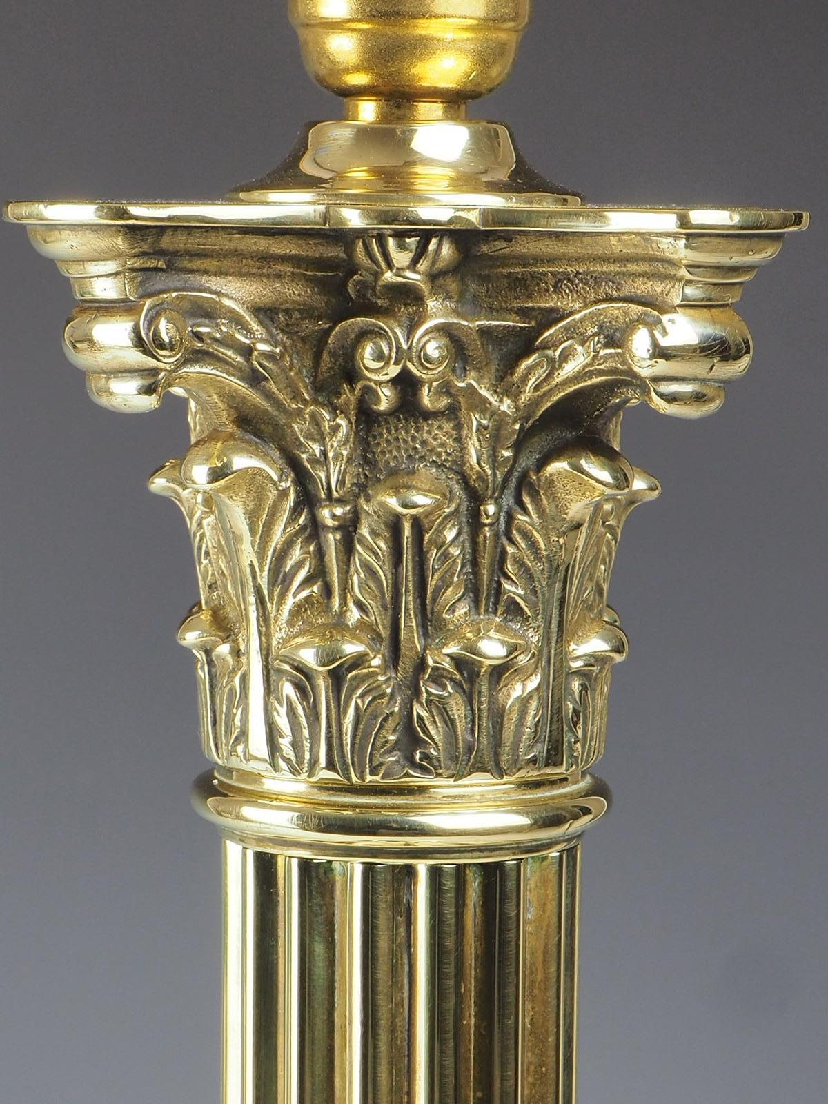 Exquisite Large Brass Corinthian Antique Table Lamp For Sale 6
