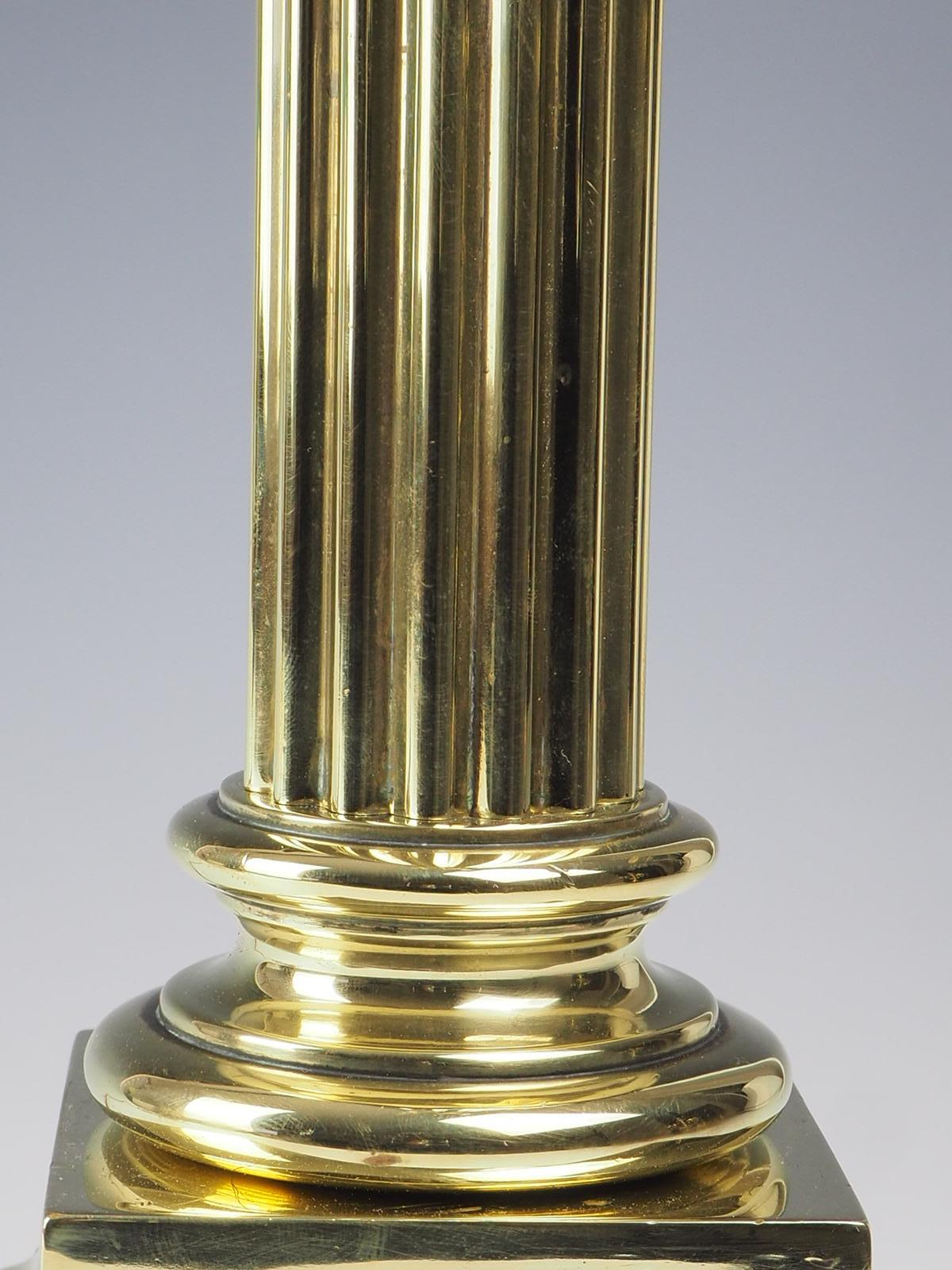 Exquisite Large Brass Corinthian Antique Table Lamp For Sale 1