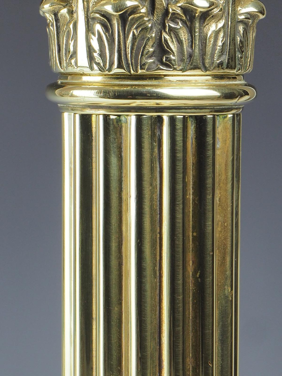 Exquisite Large Brass Corinthian Antique Table Lamp For Sale 2
