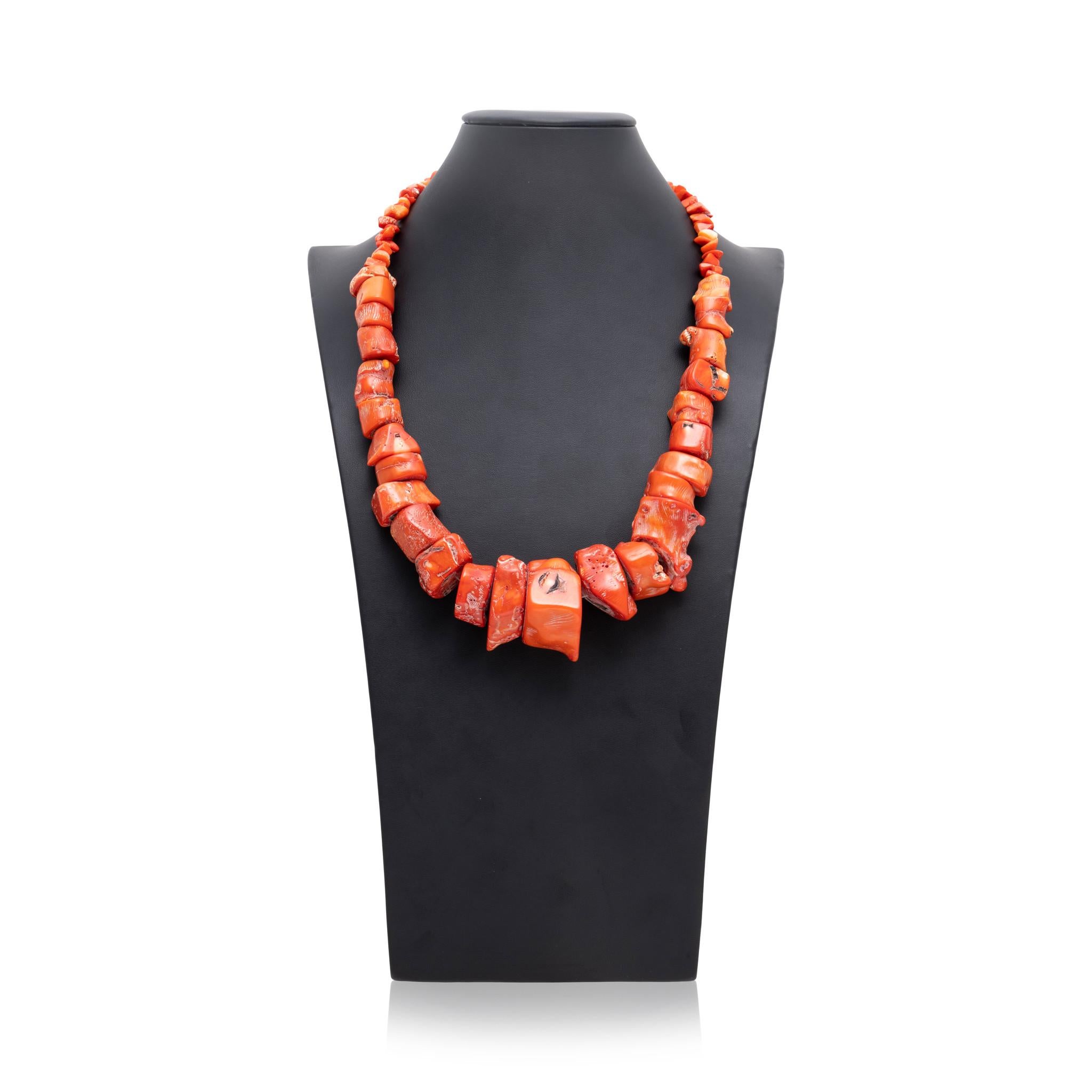 Native American Exquisite Large Coral Beaded Necklace For Sale