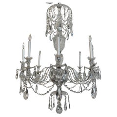 Exquisite Large English Georgian Crystal Swag 8 Light Chandelier