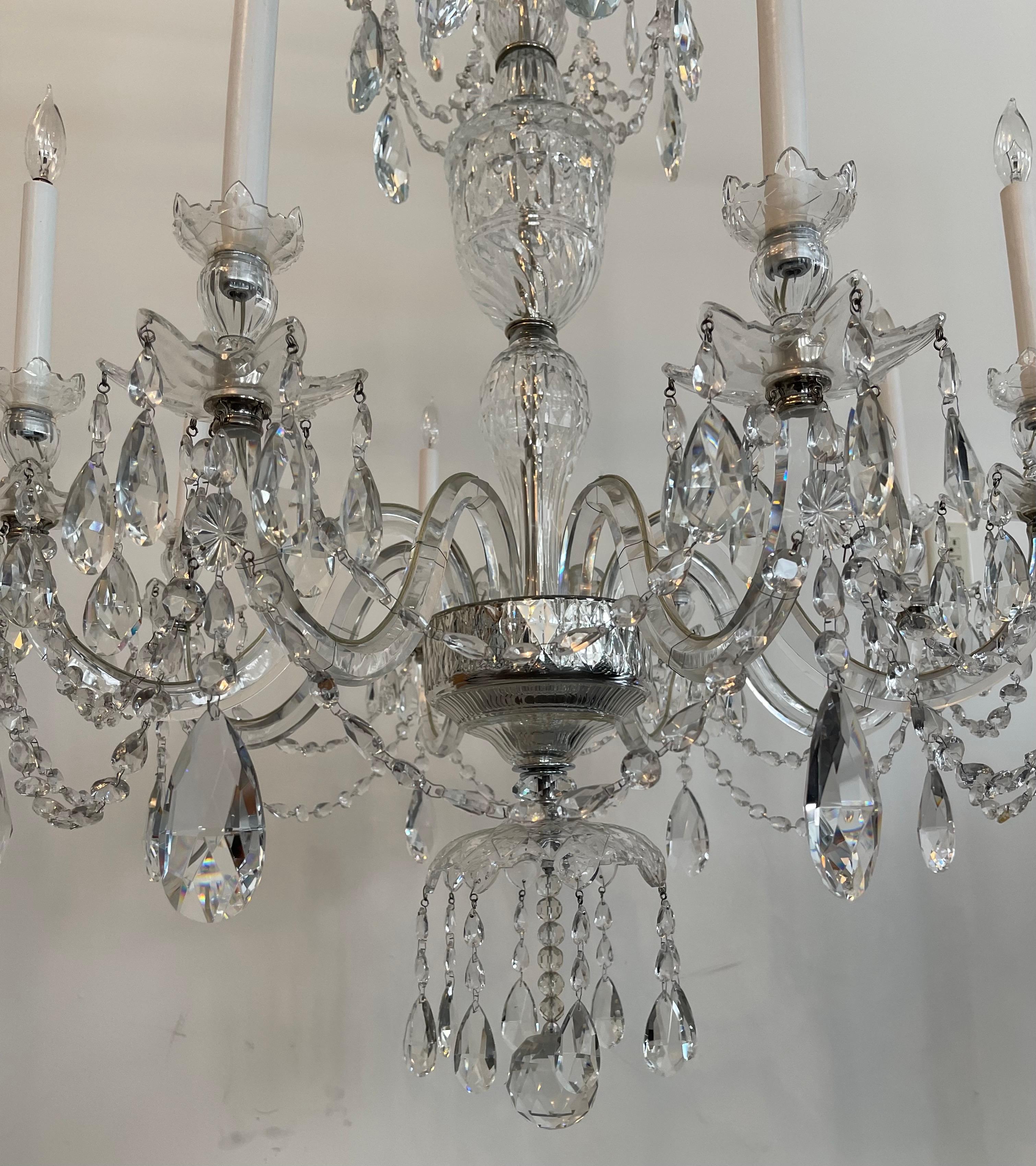 20th Century Exquisite Large English Georgian Crystal Swag 8 Light Chandelier    For Sale