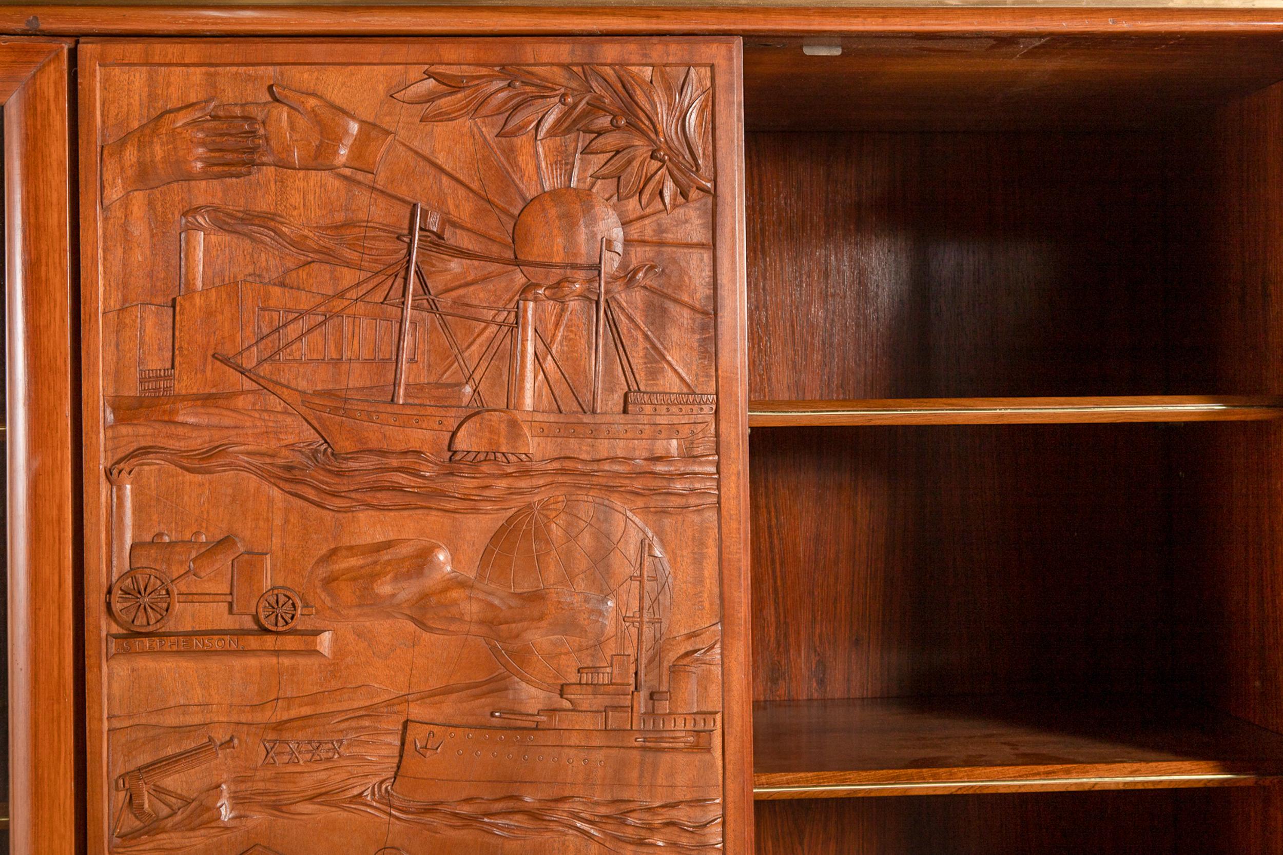 Exquisite Large Italian Carved Walnut and Rosewood Display Cabinet For Sale 7