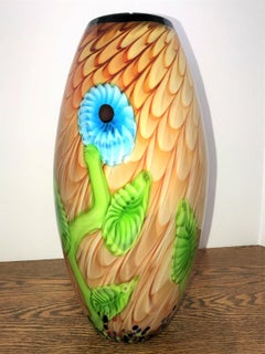 Exquisite Large Murano Floral Luxury Art Glass Vase Estate Find