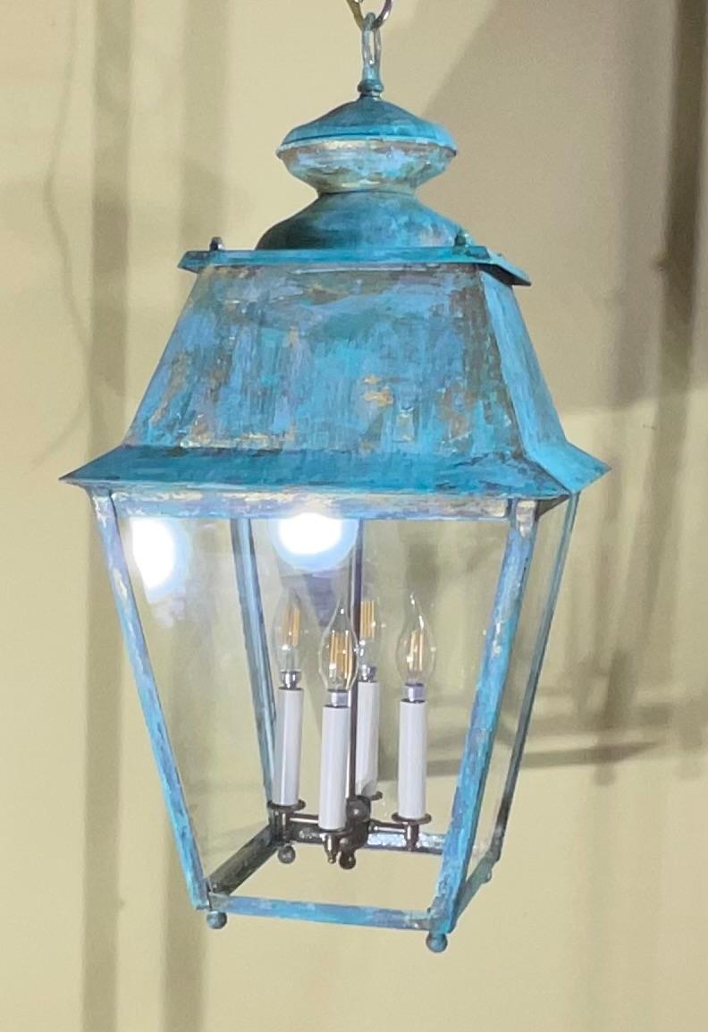 Exquisite Large Vintage Solid Brass Hanging Lantern  15”x15”x29” For Sale 6