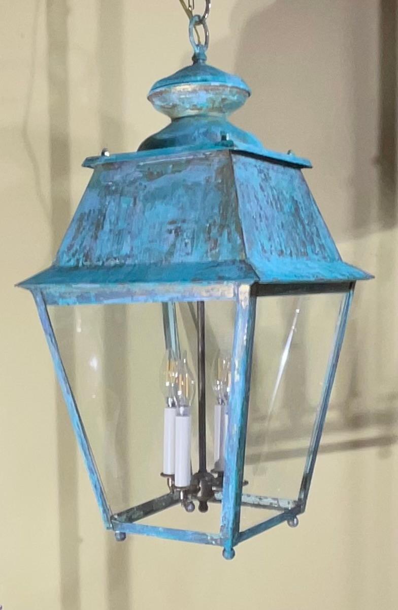 Exquisite Large Vintage Solid Brass Hanging Lantern  15”x15”x29” For Sale 7