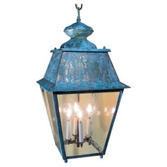 Exquisite Large Vintage Solid Brass Hanging Lantern  15”x15”x29”