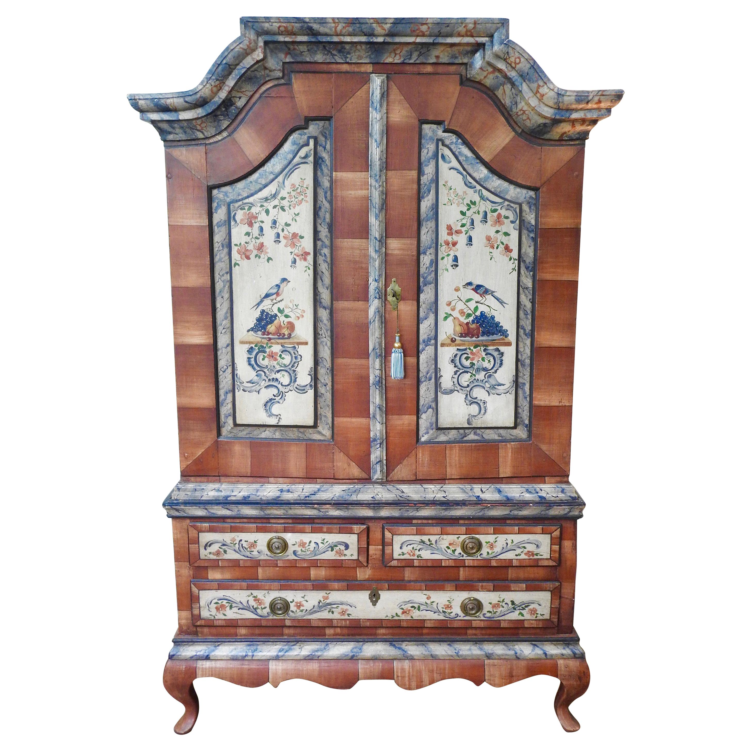 Exquisite Late 18th Century Scandinavian Painted Wardrobe For Sale