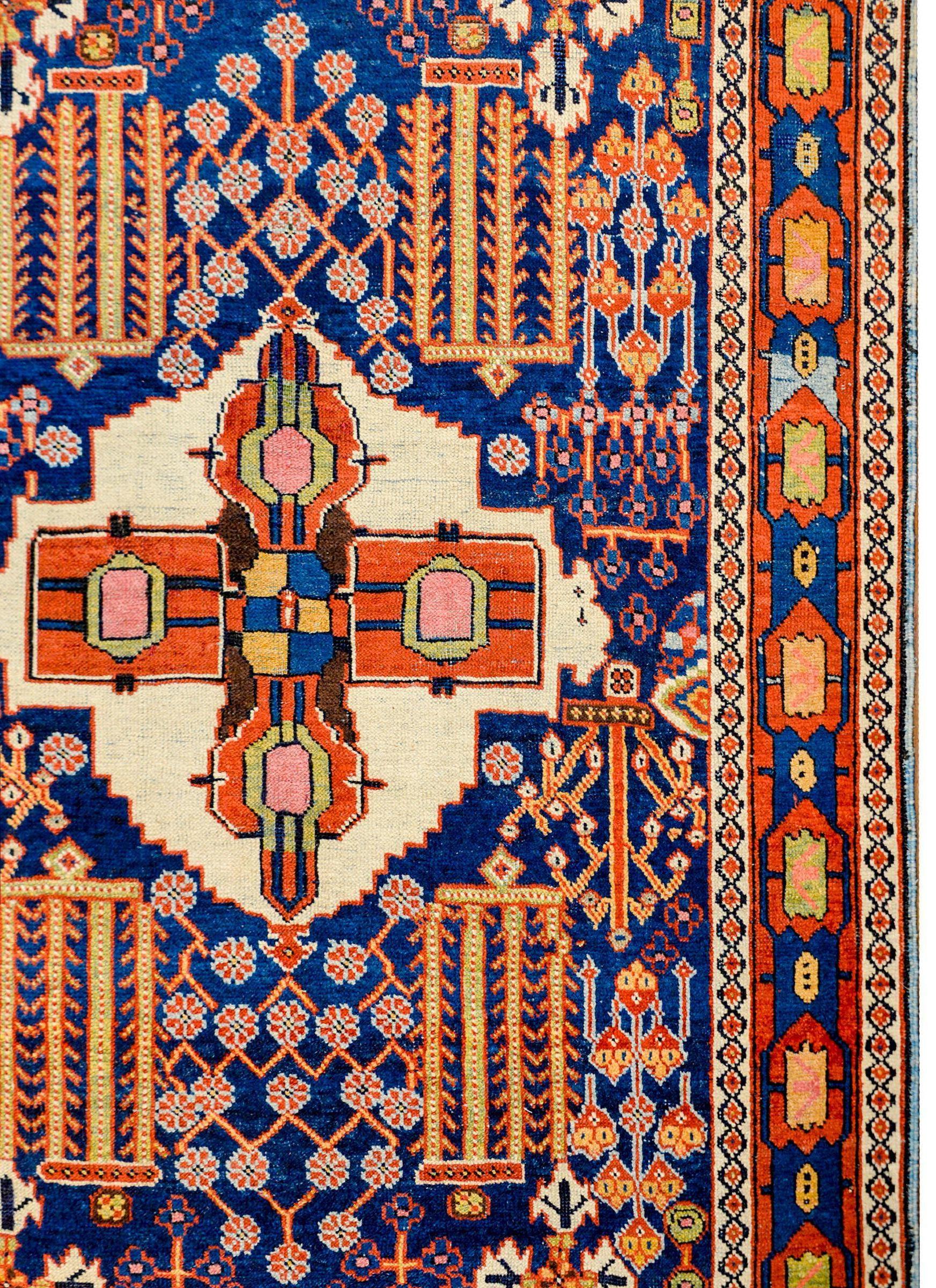 Vegetable Dyed Exquisite Late 19th Century Azari Rug For Sale