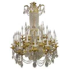 Magnifique lustre en bronze doré et cristal de Baccarat de la fin du XIXe siècle