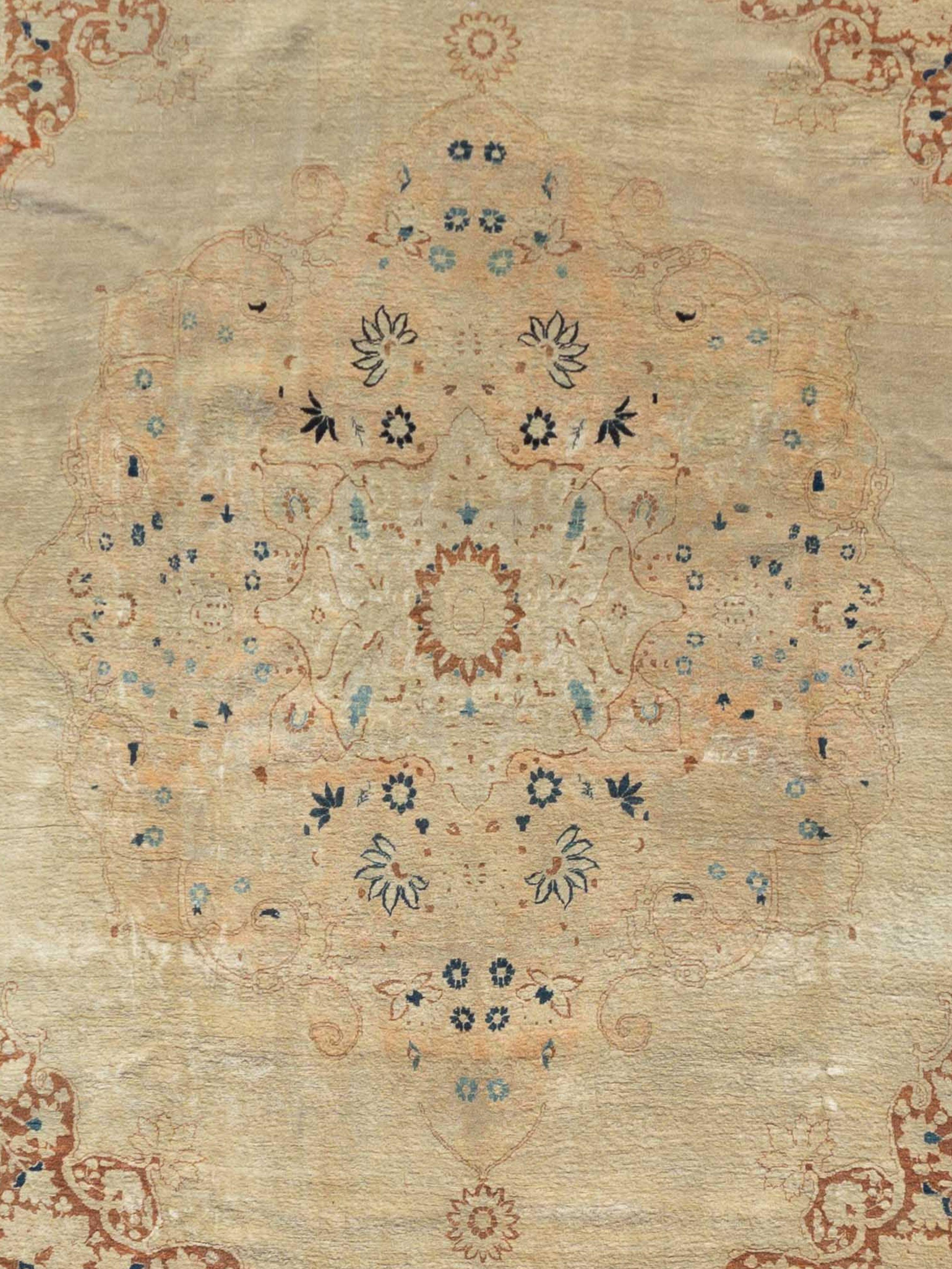 Exquisita alfombra antigua Tabriz de Persia de finales del siglo XIX, 9'6