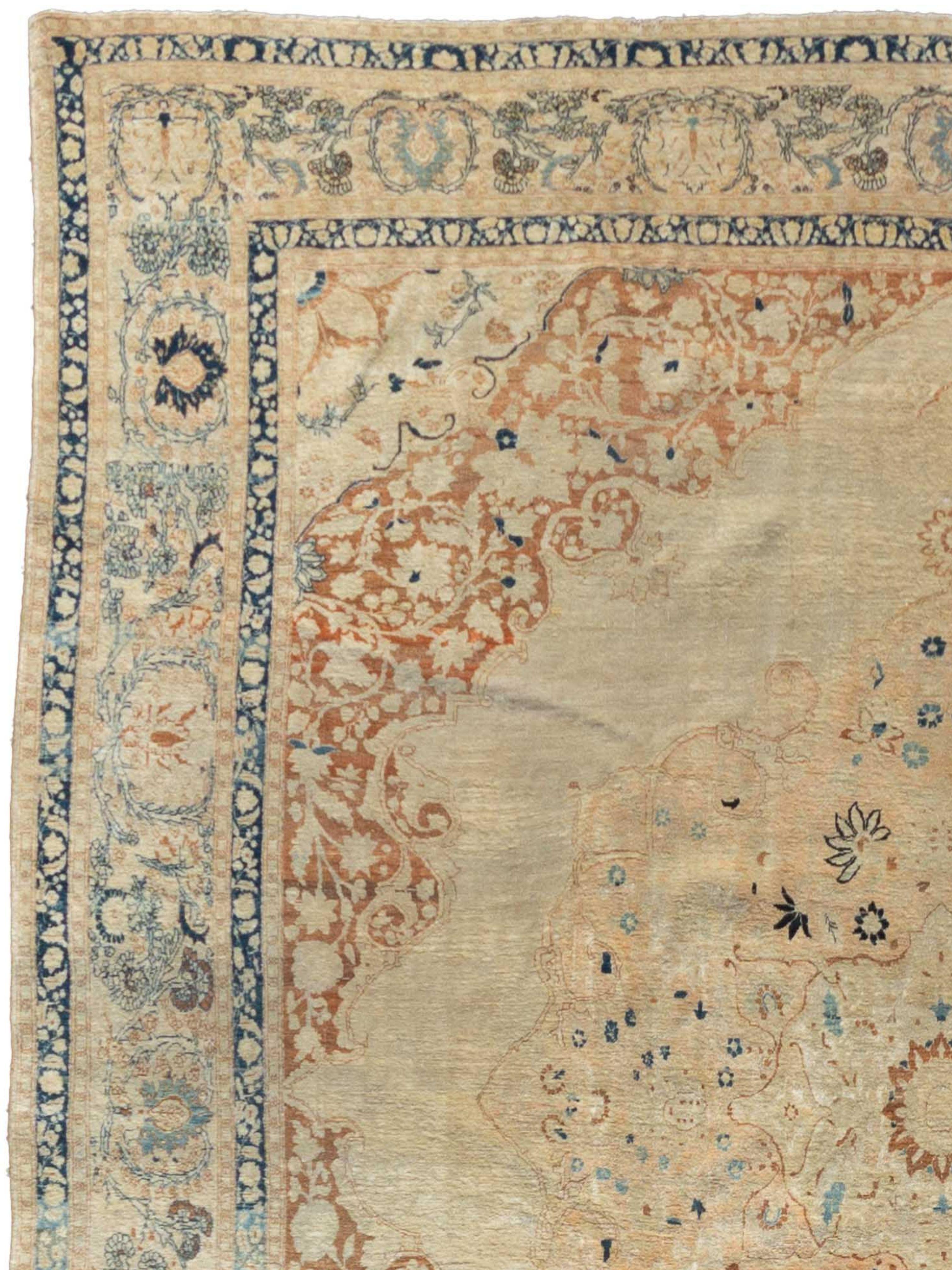 Exquisita alfombra Tabriz de Persia de finales del siglo XIX, 9'6