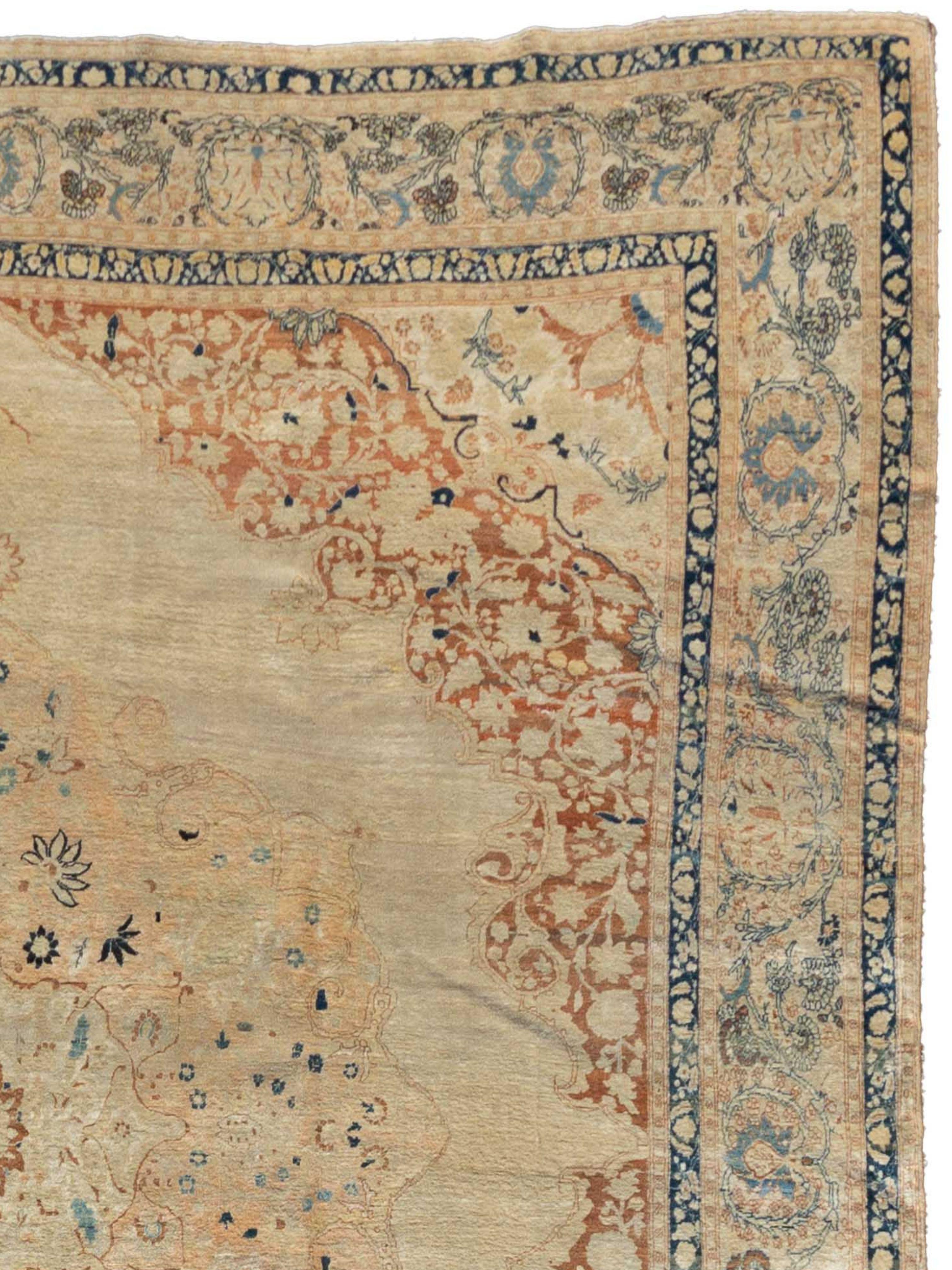 Exquisita alfombra Tabriz de Persia de finales del siglo XIX, 9'6