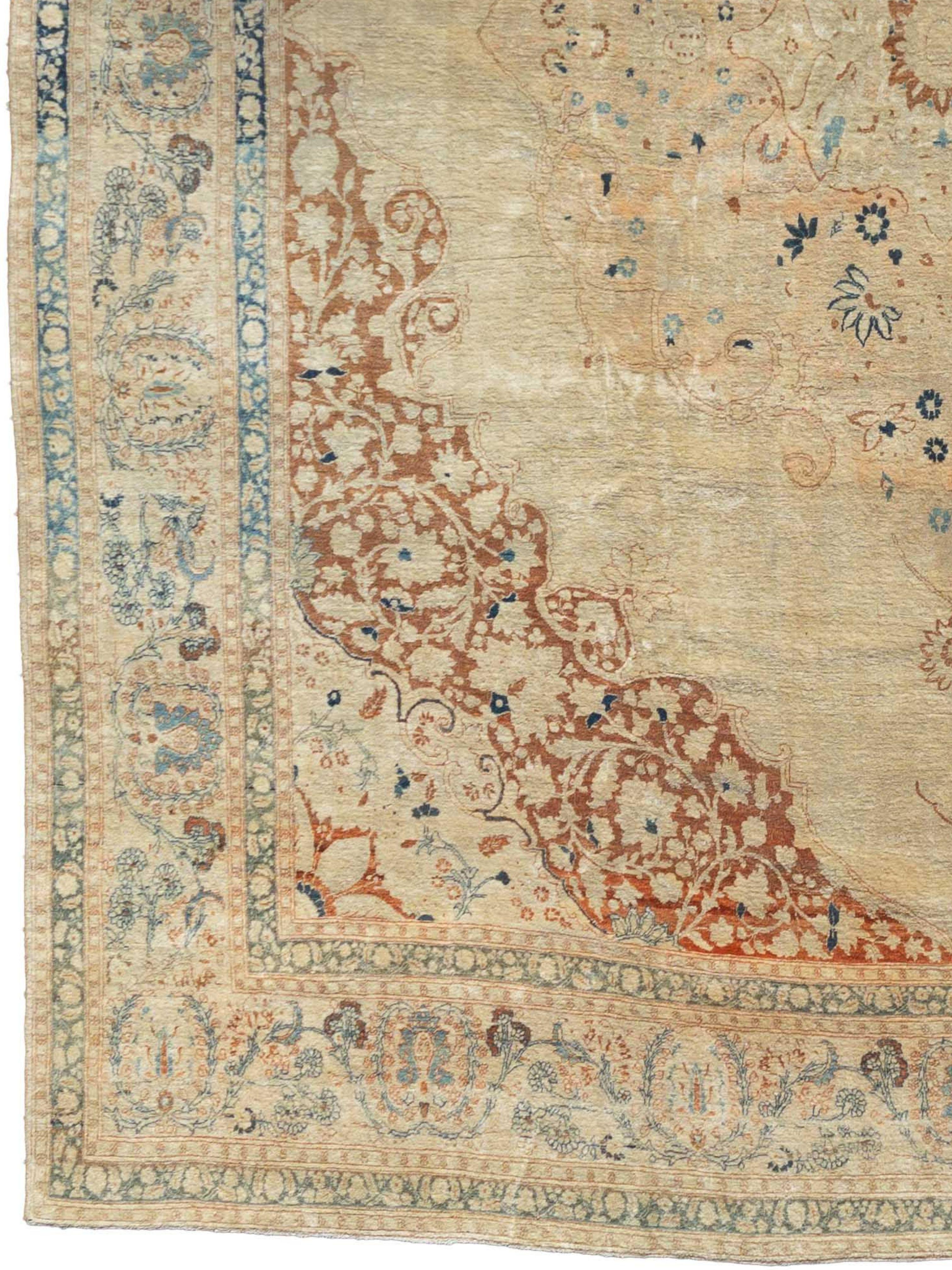 Exquisita alfombra Tabriz de Persia de finales del siglo XIX, 9'6
