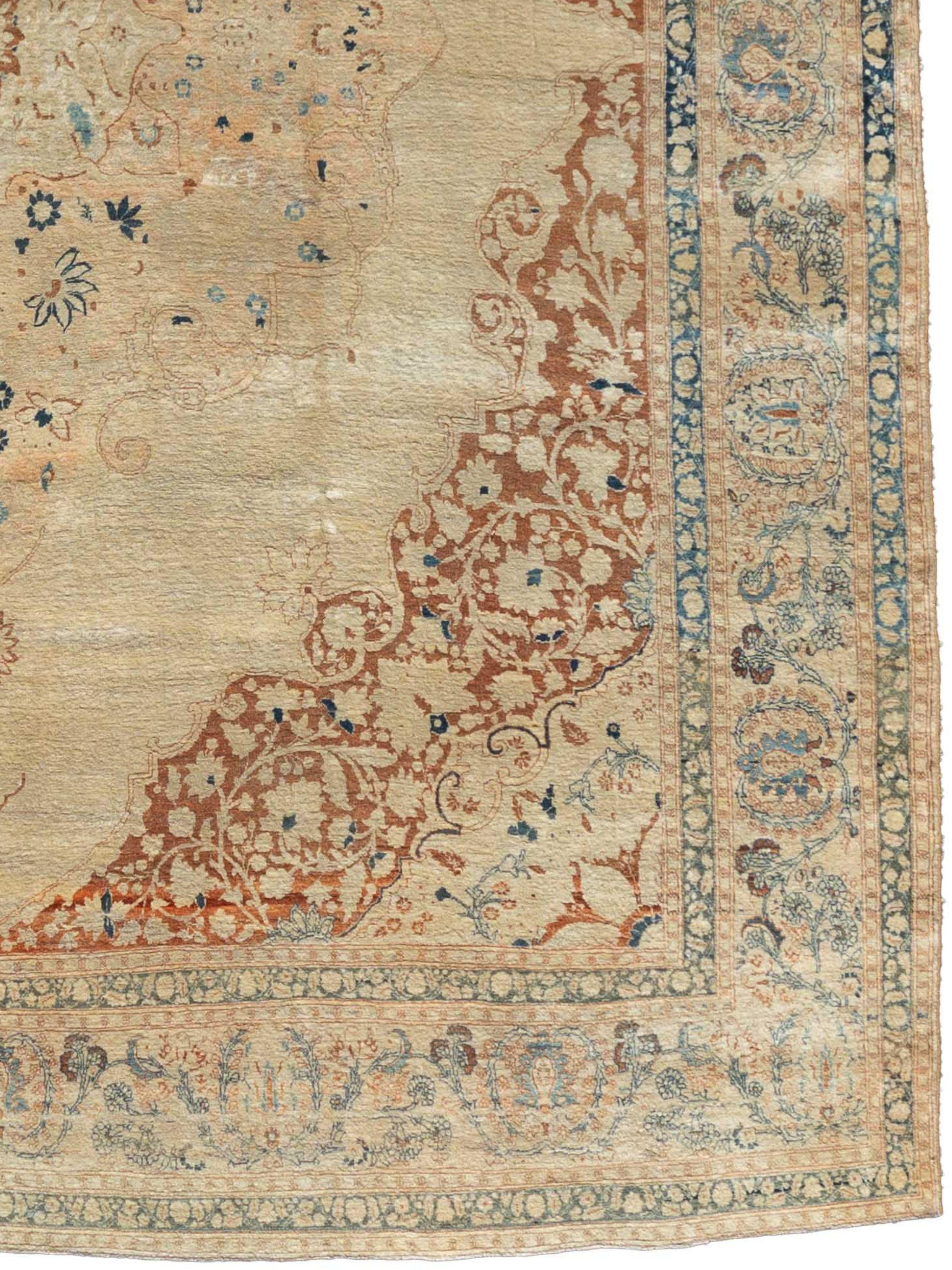 Exquisita alfombra Tabriz de Persia de finales del siglo XIX, 9'6