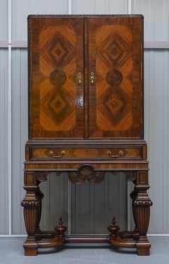 Exquisite Liberty's of London Burr Walnut Drinks Cabinet with Sliding Shelves