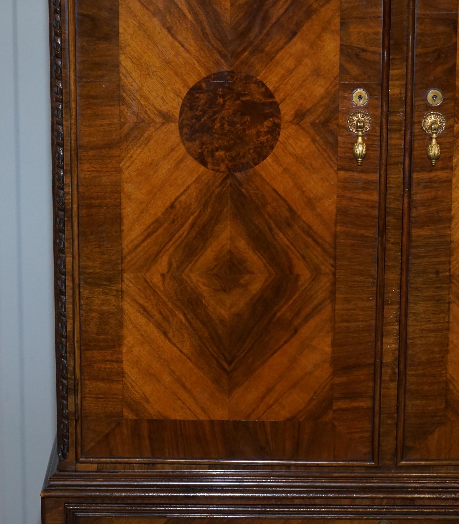 Victorian Exquisite Liberty's of London Burr Walnut Drinks Cabinet with Sliding Shelves For Sale