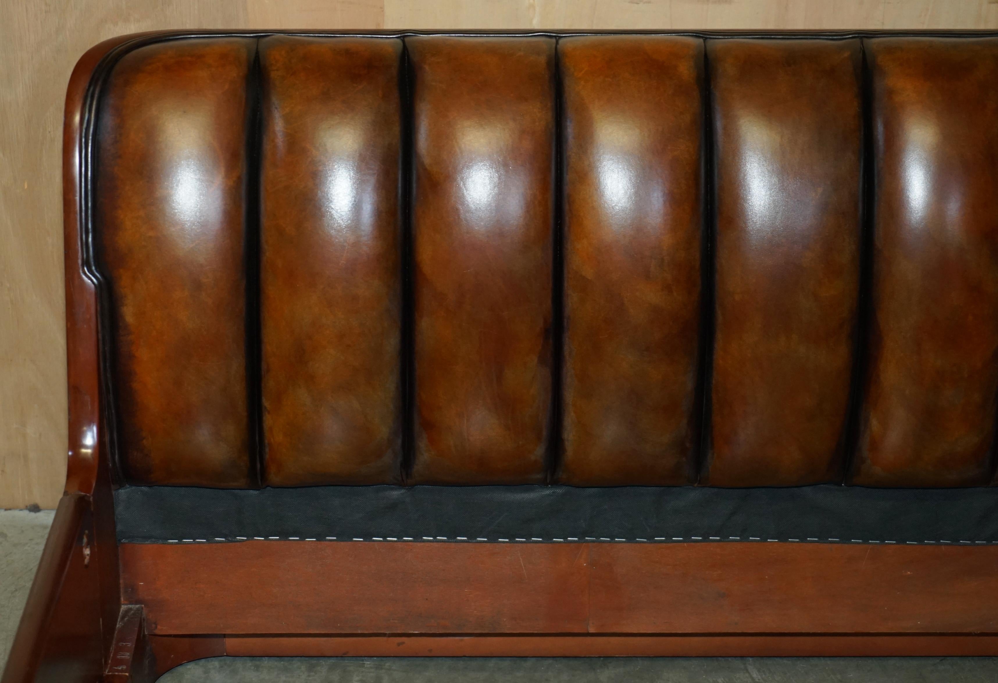 EXQUISITE LiMITED EDITION RALPH LAUREN MODERN METROPOLIS BROWN LEATHER BED FRAME For Sale 9