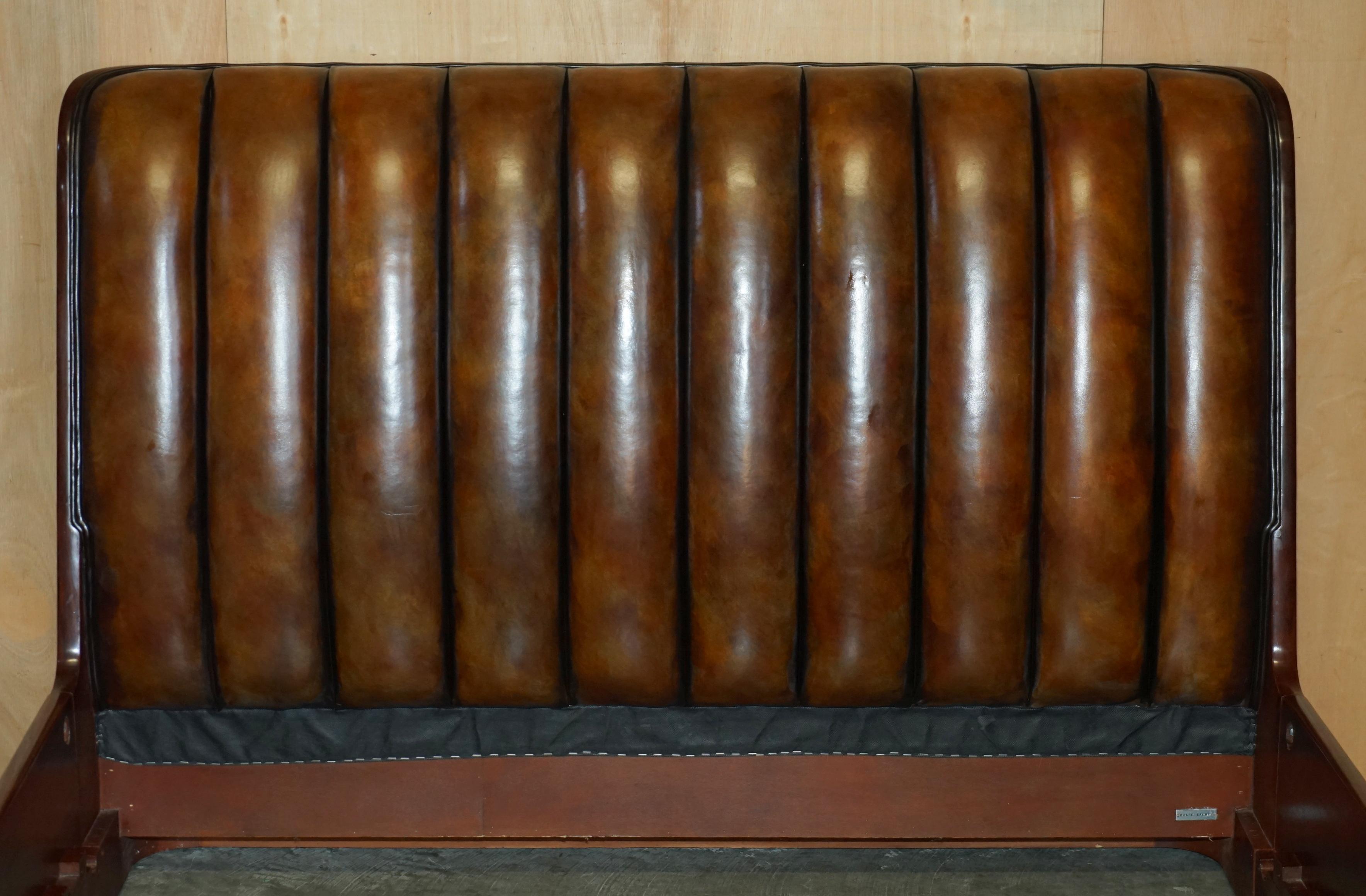 20th Century EXQUISITE LiMITED EDITION RALPH LAUREN MODERN METROPOLIS BROWN LEATHER BED FRAME For Sale