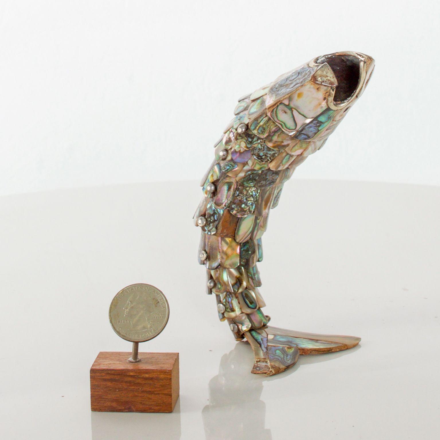 Mid-Century Modern Exquisite Los Castillo Abalone Brass Fish Bottle Opener #1, Mexico, 1970s