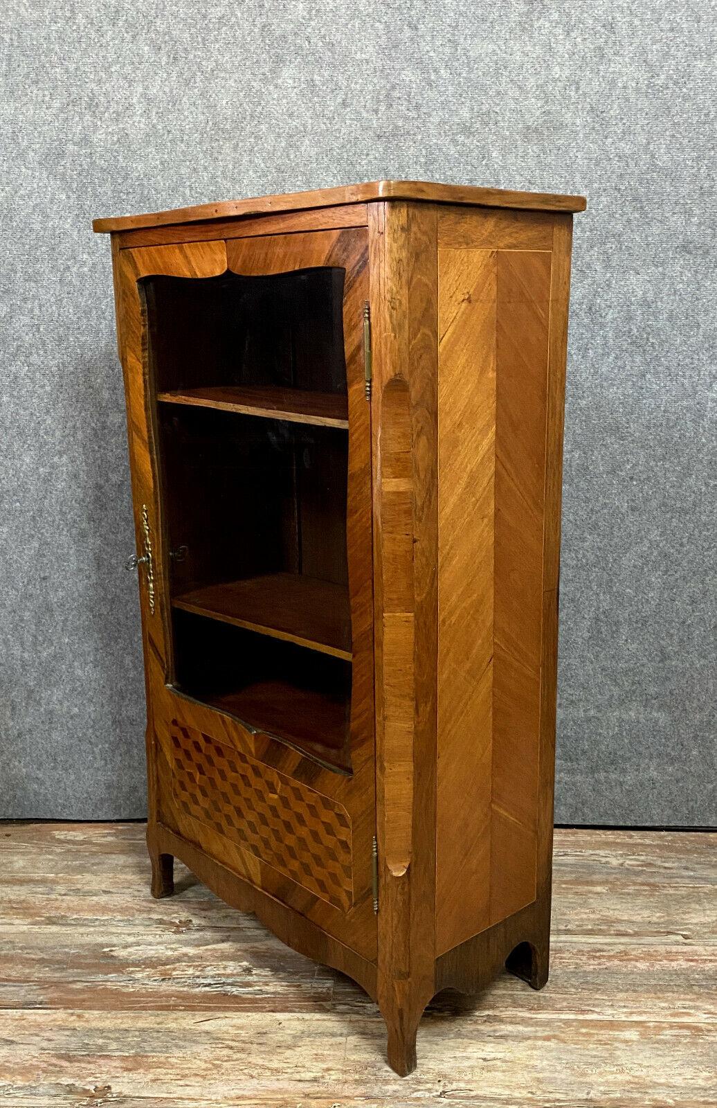Exquisite Louis XV Marquetry Bookcase from around 1850 -1X03 For Sale 1