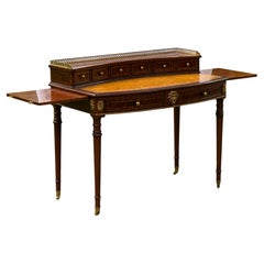 Exquisite Louis XVI English Style Expanding Mahogany &.Leather Top Desk