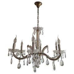 Lustre exquis de style Louis XVI - Laiton patiné et verre taillé