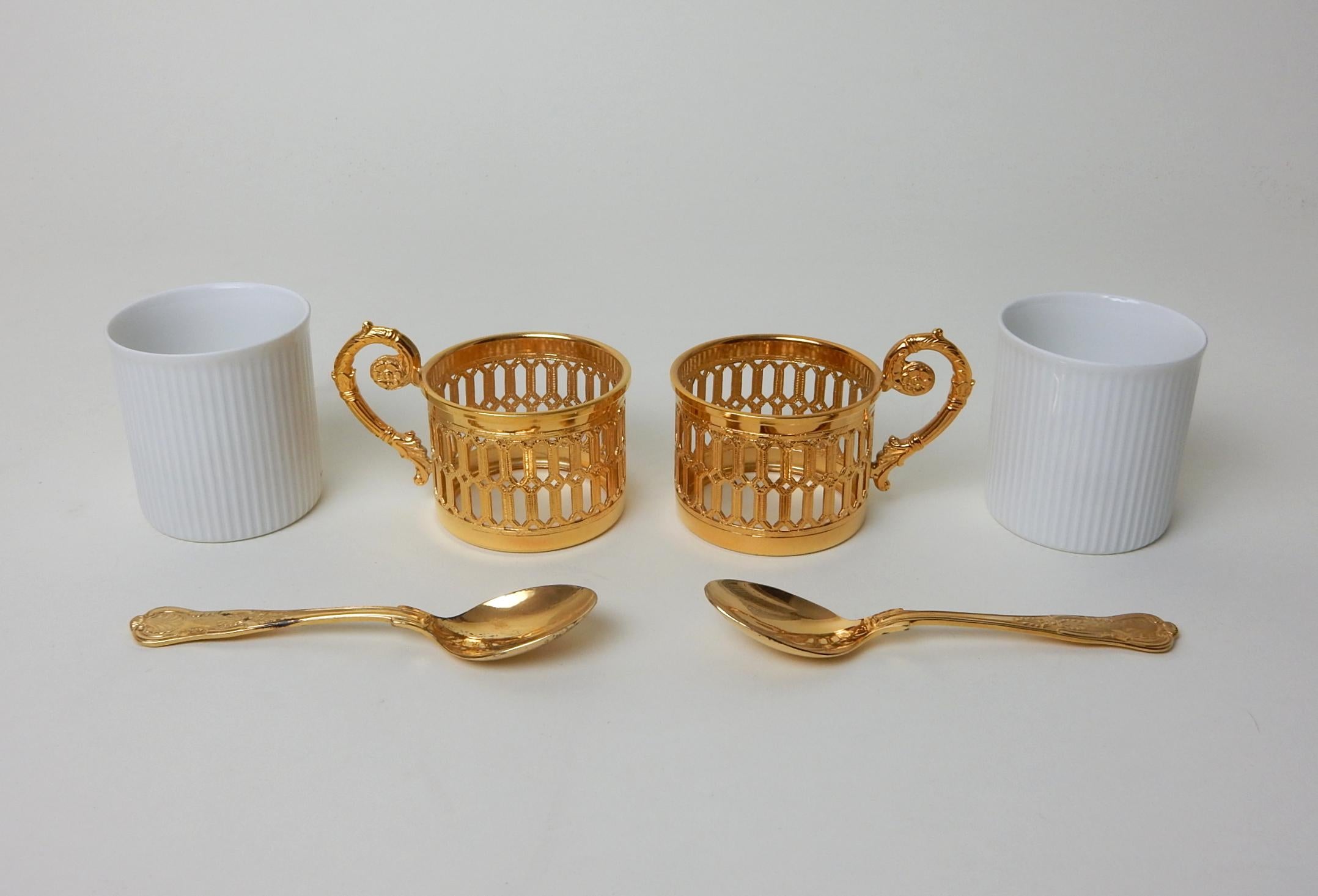 Rococo Exquisite Luxe Arzberg Gold & Porcelain Espresso Cup Set 