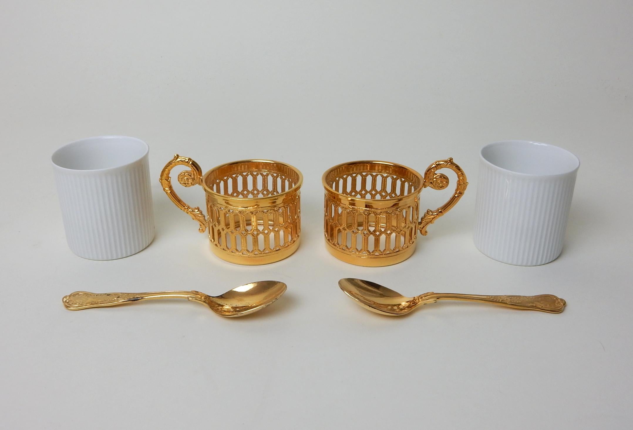 Rococo Exquisite Luxe Arzberg Gold & Porcelain Espresso Cup Set