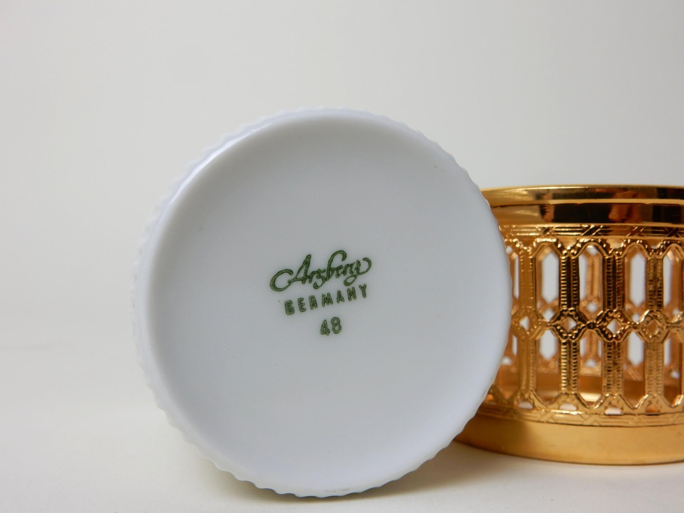 20th Century Exquisite Luxe Arzberg Gold & Porcelain Espresso Cup Set 