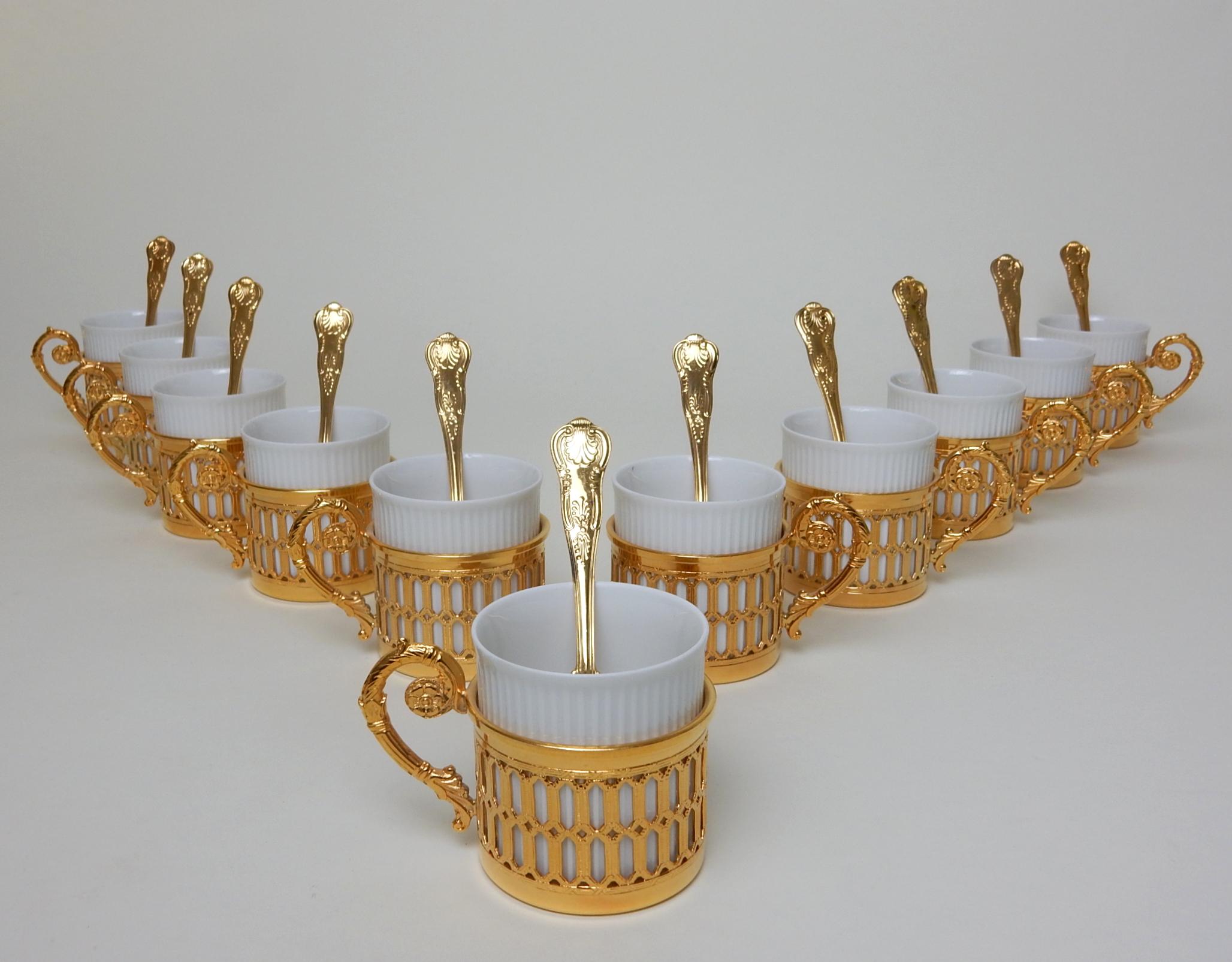 Exquisite Luxe Arzberg Gold & Porcelain Espresso Cup Set 2