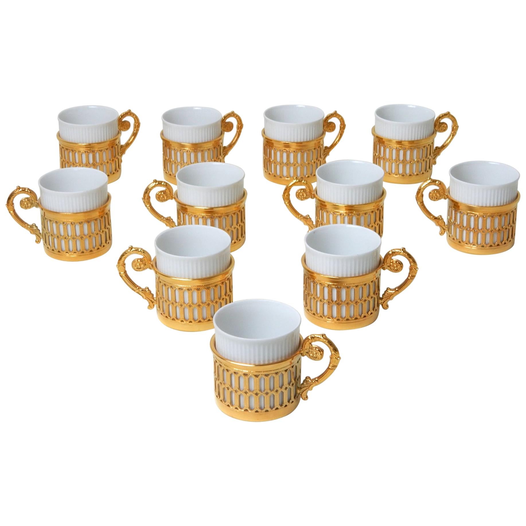 Exquisite Luxe Arzberg Gold & Porcelain Espresso Cup Set 