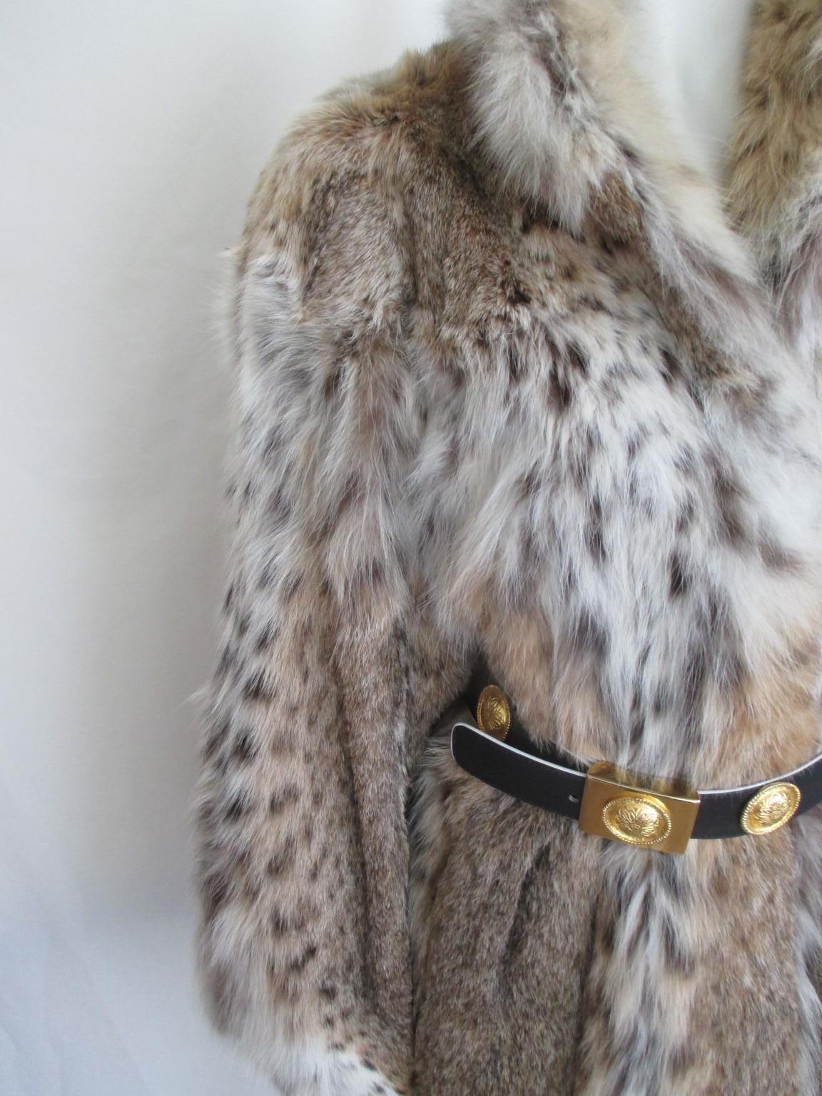 Gray Exquisite Lynx Fur Coat