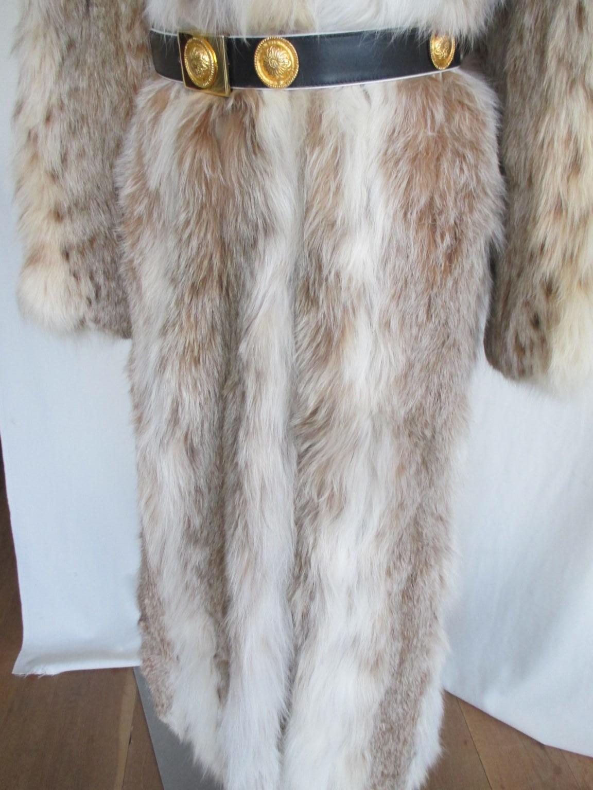 Gray Exquisite Lynx Fur Long Coat