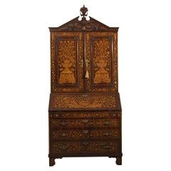 Exquisite Mahogany Feathered Trumeau, Adorned with Floral Inlays from the 1700s