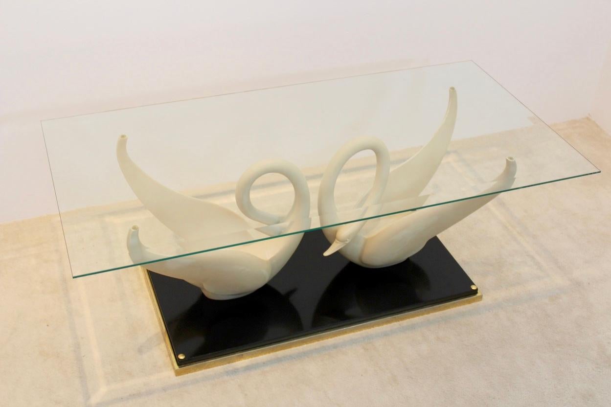 French Exquisite Maison Jansen Swan Table, Signed