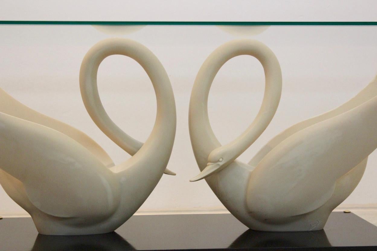 Exquisite Maison Jansen Swan Table, Signed In Good Condition In Voorburg, NL