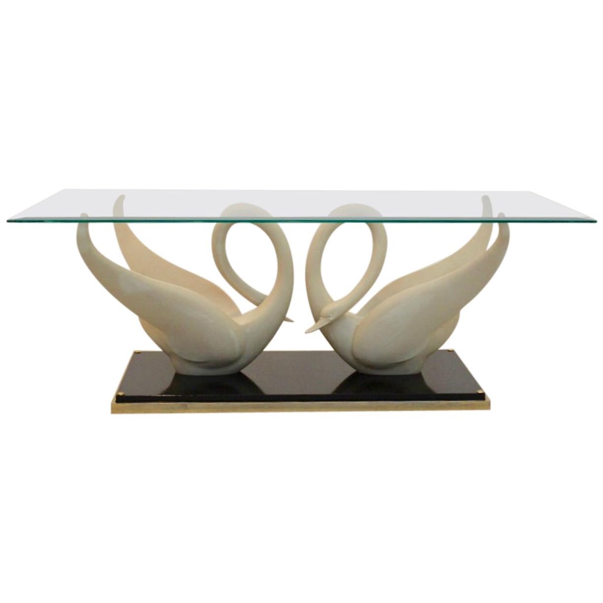 Exquisite Maison Jansen Swan Table, Signed