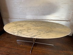 Exquise table de salle à manger en marbre et chrome par Florence Knoll pour Roche Bobois, années 1970