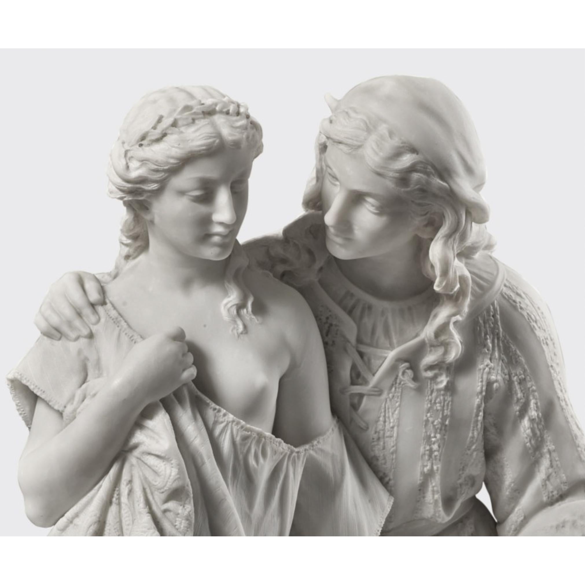 XIXe siècle Statue en marbre exquise intitulée 