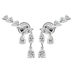 Squisiti orecchini Marquise e Pear Diamond Ear Climber in oro bianco 14 carati