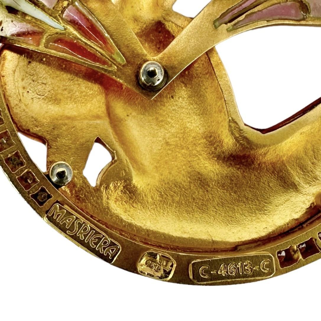 Exquisite mythologische Nymphe-Brosche von Masriera aus Gold, Diamanten, Perlen und Emaille (Art nouveau) im Angebot
