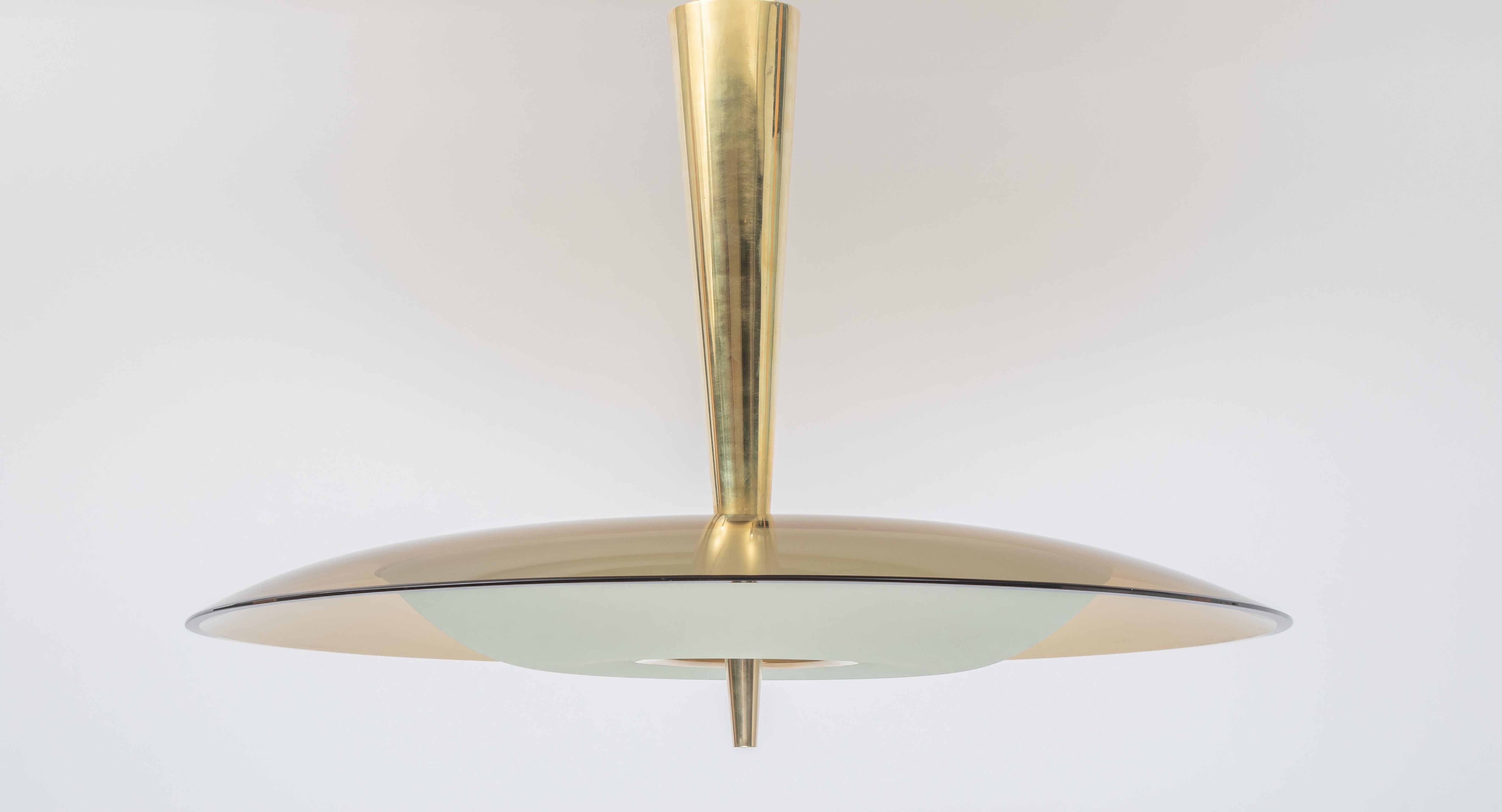 Mid-Century Modern Exquisite Max Ingrand for Fontana Arte Round Glass Chandelier, Italy 1950's