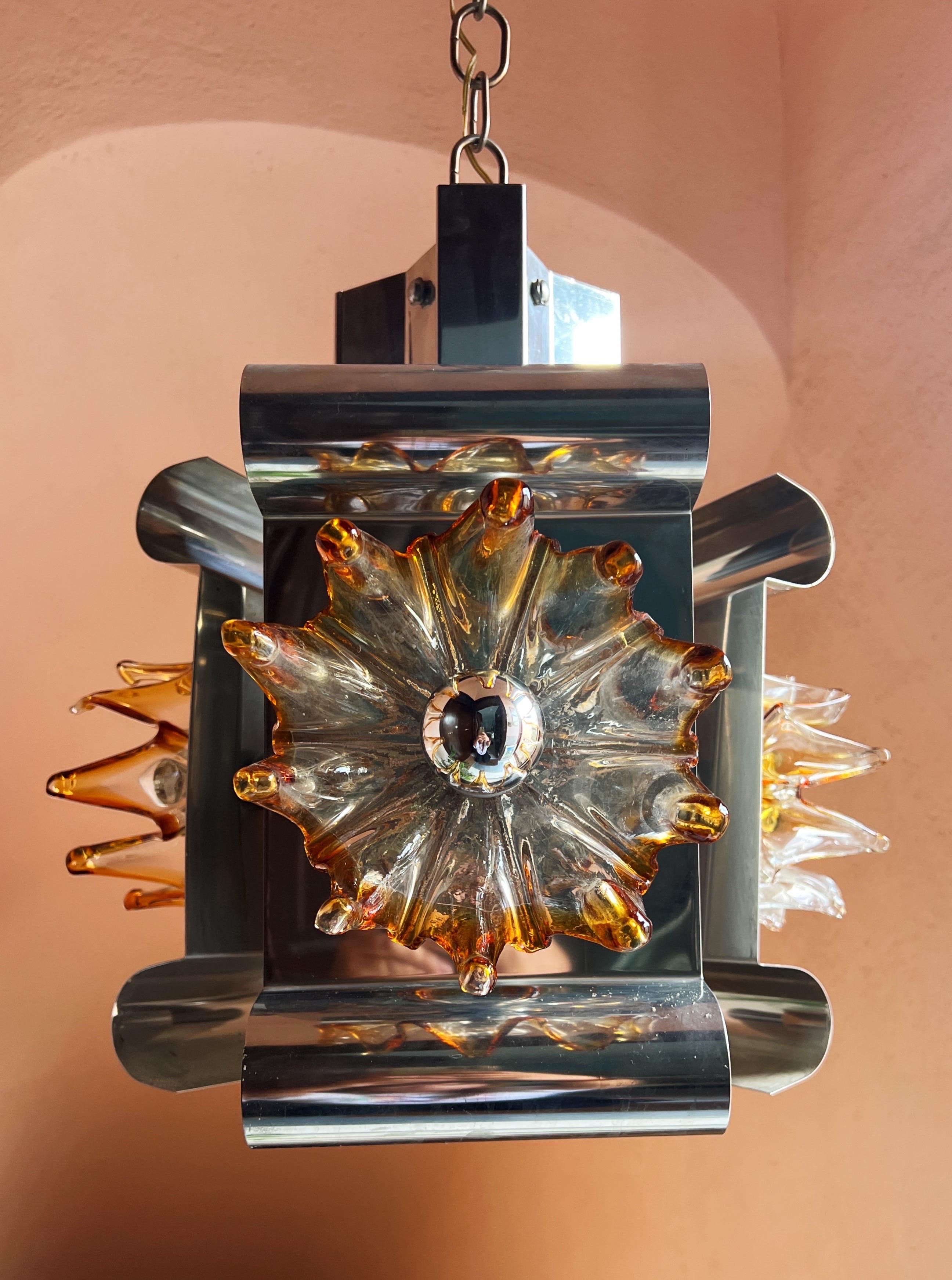 Squisita lampada a sospensione Mazzega Murano di Carlo Nason, 1970 in vendita 3