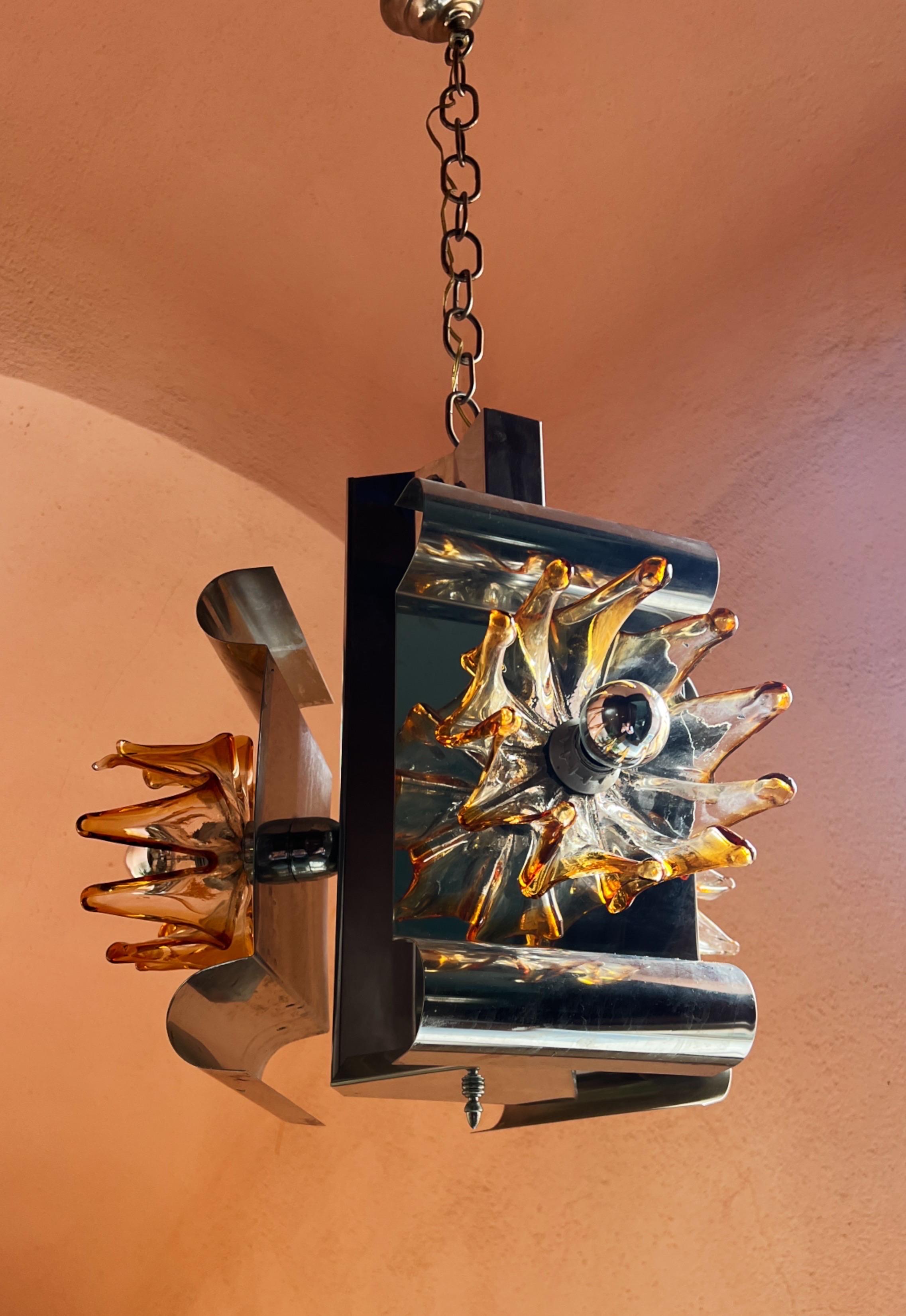 Squisita lampada a sospensione Mazzega Murano di Carlo Nason, 1970 in vendita 4
